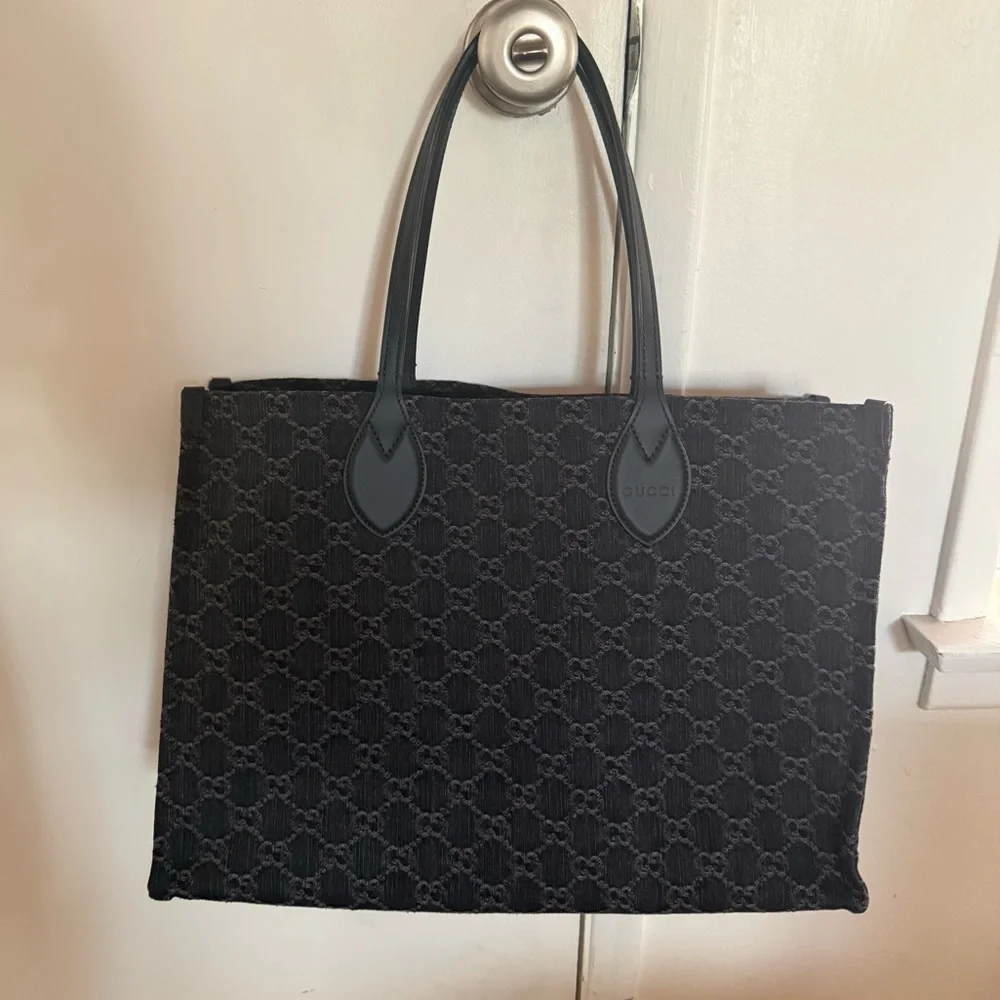 Gucci Ophidia Shopper Tote GG Black Denim - Large